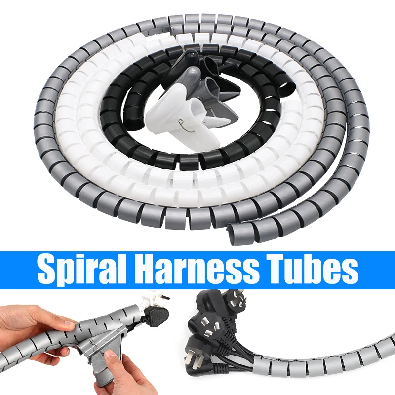 8/10/16mm Cable Wire Protector Spiral Wound Flexible Wire Organizer Office Cord Sleeve Cover Easy To Cut And Adjust Length
