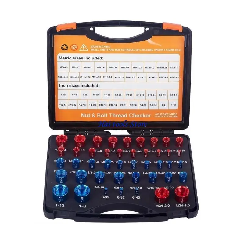 X37E Nut and Bolt Thread Checker Aluminiums Thread Checker Inch and Metric Male Female Gauges Accurate Measurements