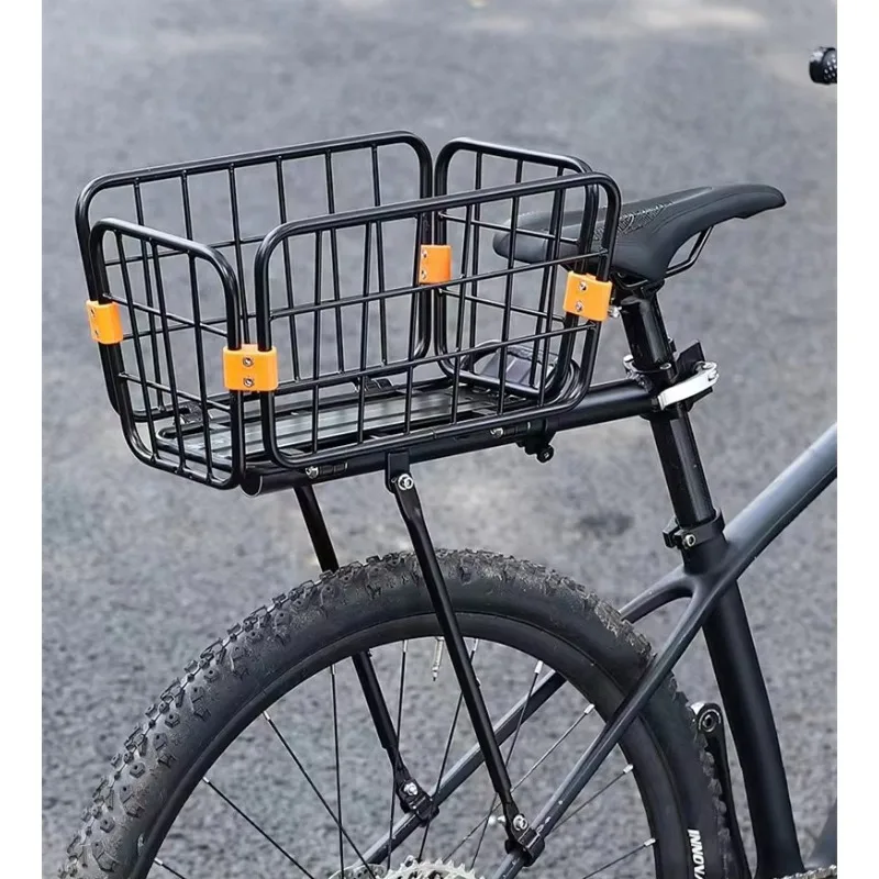 Bike Rack Cart Basket Mountain Bike Back Seat with Basket Ride Aluminum Alloy Rack Line Equipment