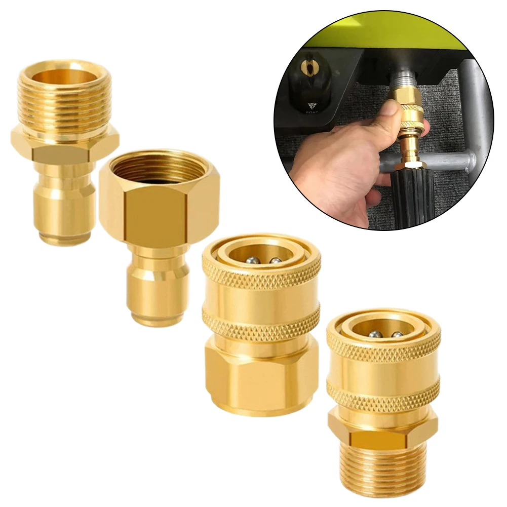 

4pcs 3/8" 1/4" Quick Connect Adapter M22-15/14mm For Pressure Washer Hose Fitting Coupling High Pressure Nozzle Connector Set