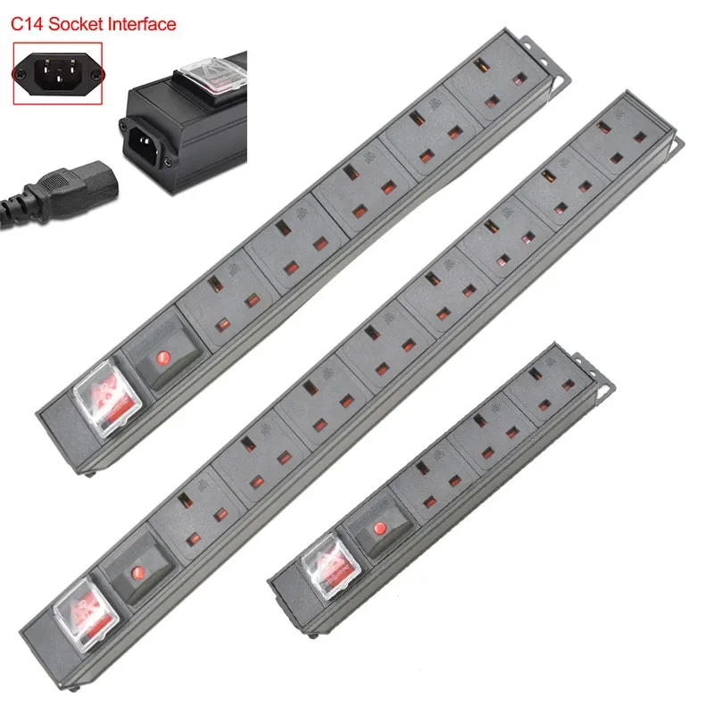 Wall hook PDU Power strip UK Charger 16A overload protection Adapter socket  C14 port Surge protection power panel