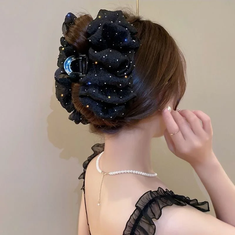 Mesh Bow Women Hair Claw Clips Temperament Headdress Fashion Grab Clip Female Hair Accessories Korean Elegant Hair Ornament