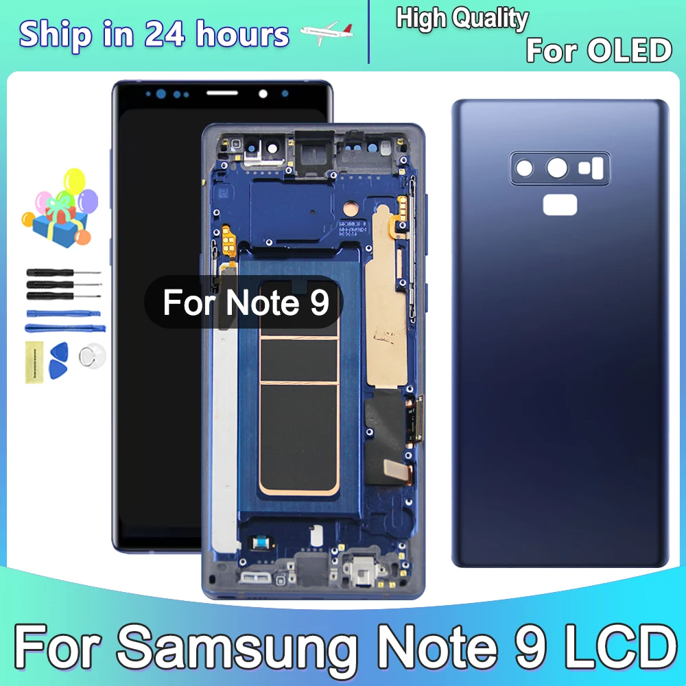 Новый OLED-экран Note 9, ЖК-дисплей для Samsung Galaxy Note 9, N960F N9600, сменный сенсорный экран, дигитайзер в сборе с рамкой