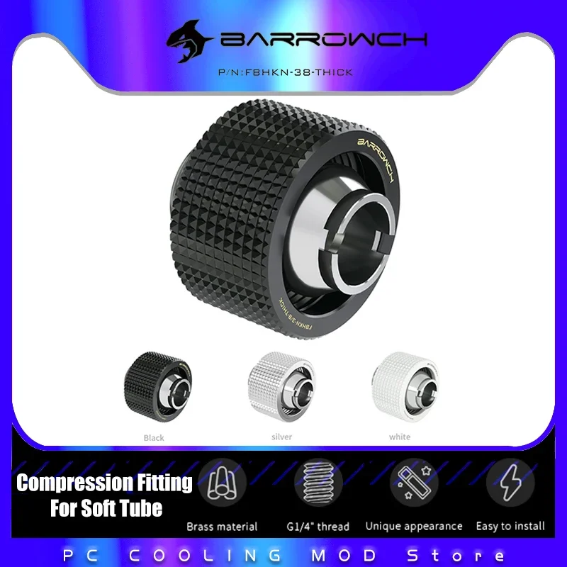 Barrowch Hose Pipe Compression Fitting For Soft Tubing 10*13mm / 10*16mm Flexible Water Pipe Connector FBHKN-3/8-THIN