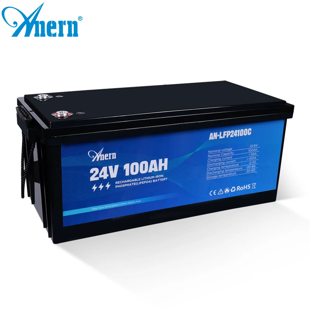 12.8V 100AH 24V LiFePO4 Battery 12V Lithium Batteries Output For Campers Off-Road Solar 14.6V Charger