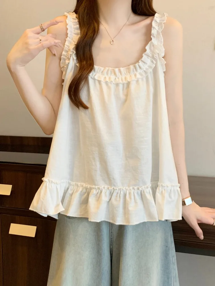 Gilet Svel allentato Top cinturino in legno Capispalla estivo di grandi dimensioni da donna Faion Sensation Abbigliamento interno Casual Sle