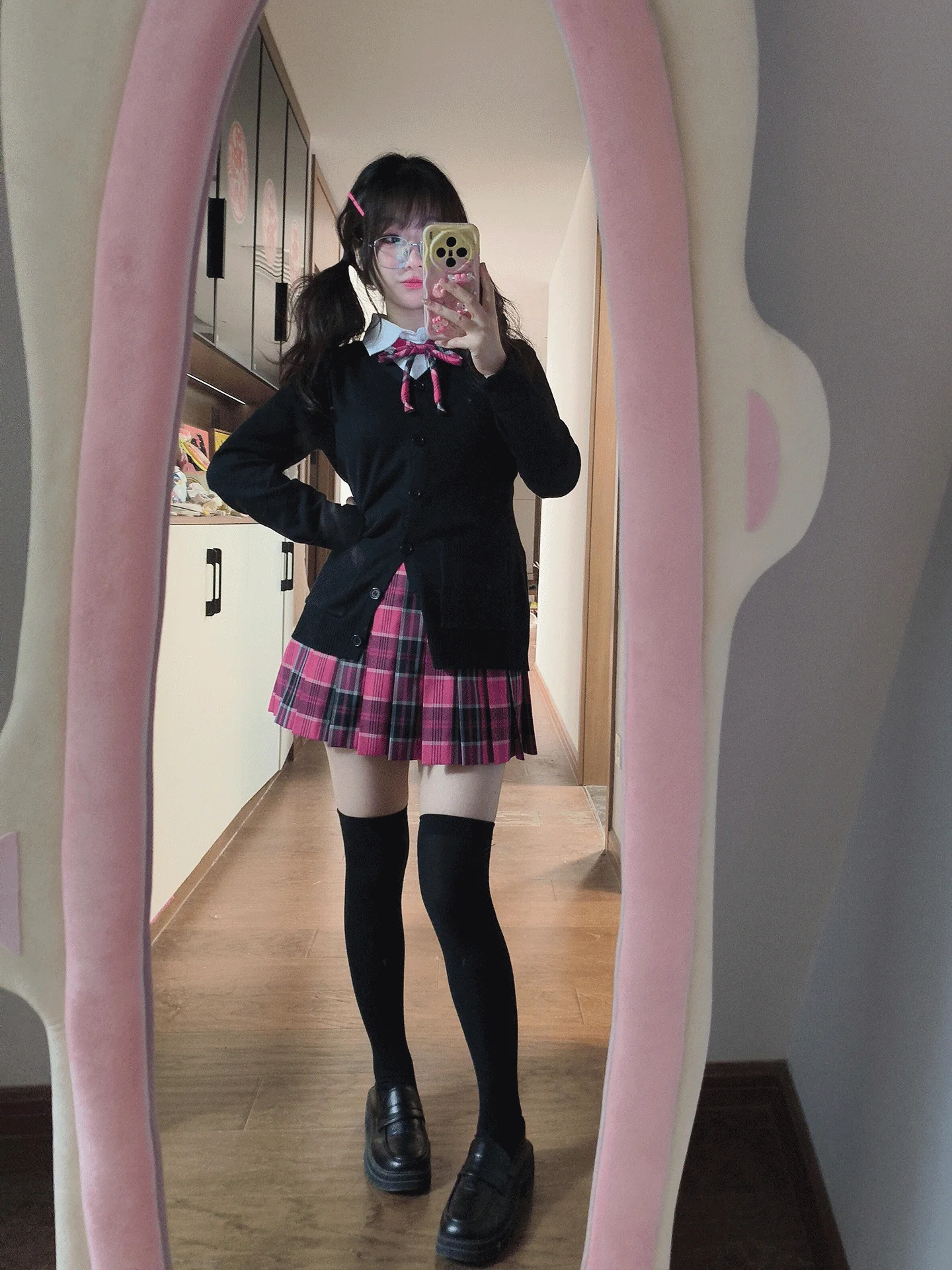 

Японский оригинальный комплект в стиле преппи: юбка в клетку и вязаный кардиган-топ для женщин, зимний модный костюм