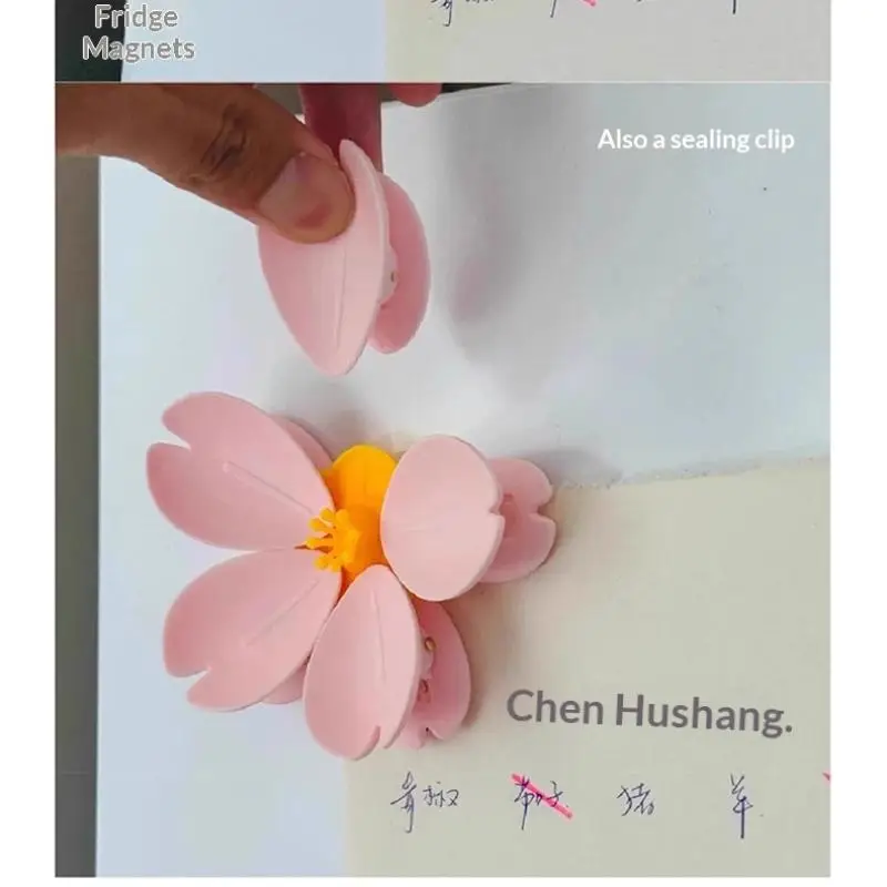 Hot 1/2pcs Cherry Blossom Magnetic Fridge Magnet Seal Clip, Petal Sealing Magnetic Fridge Sticker, Snack Clip, Flower Decoration