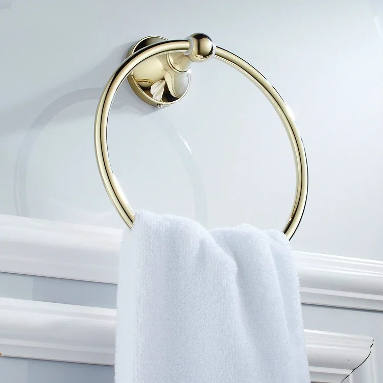 Antique Gold Plated Towel Rings Polished Towel Rack Brass Wall Mounted Bathroom Accessories Towel Hangers Tg74