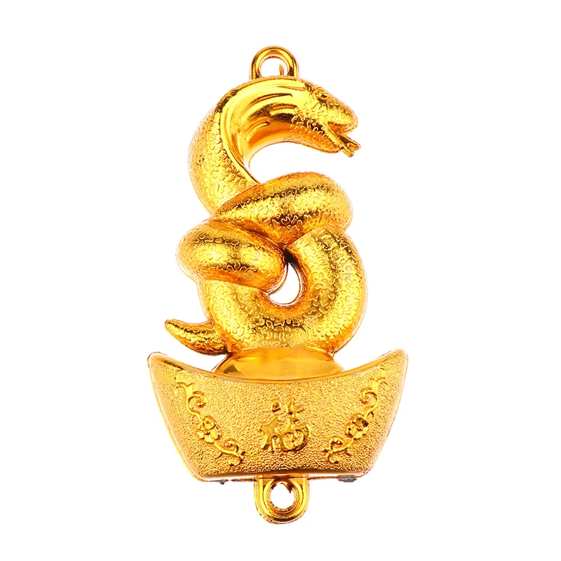 1Pc 2025 Year Of The Snake Gold-Plated Plastic Zodiac Snake Pendant Lucky Mascot Home Chinese Spring Festival Ornaments