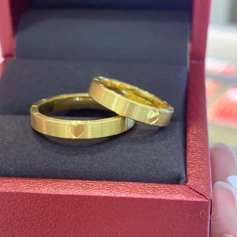 Mylux Jewelry 9999 24K real goldING series Love you lifetime love clock ring couple ring Male ring index finger ring female gold