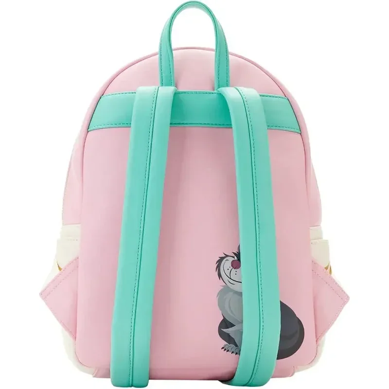 Disney Loungefly Princess Cinderella Gus And Jaq Double Strap Shoulder Bag Cartoon Printing Lucifer Pu Leather Women Pink Bag