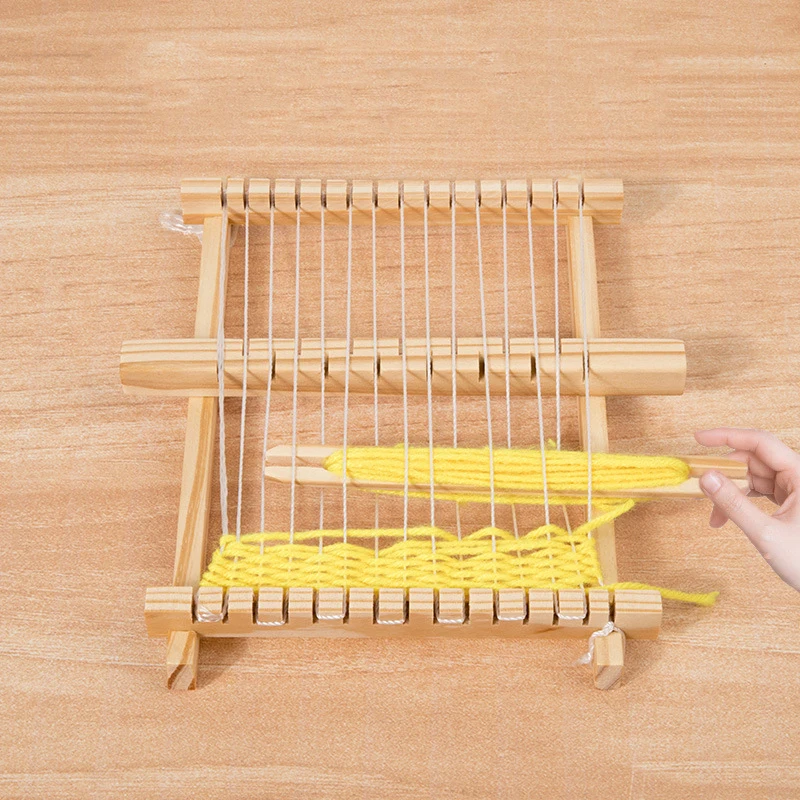 Wooden Loom Spinning Knitting Machine Weaving Loom Mini Handmade DIY Handcraft Traditional Weaving Toy Kids Educational Gifts