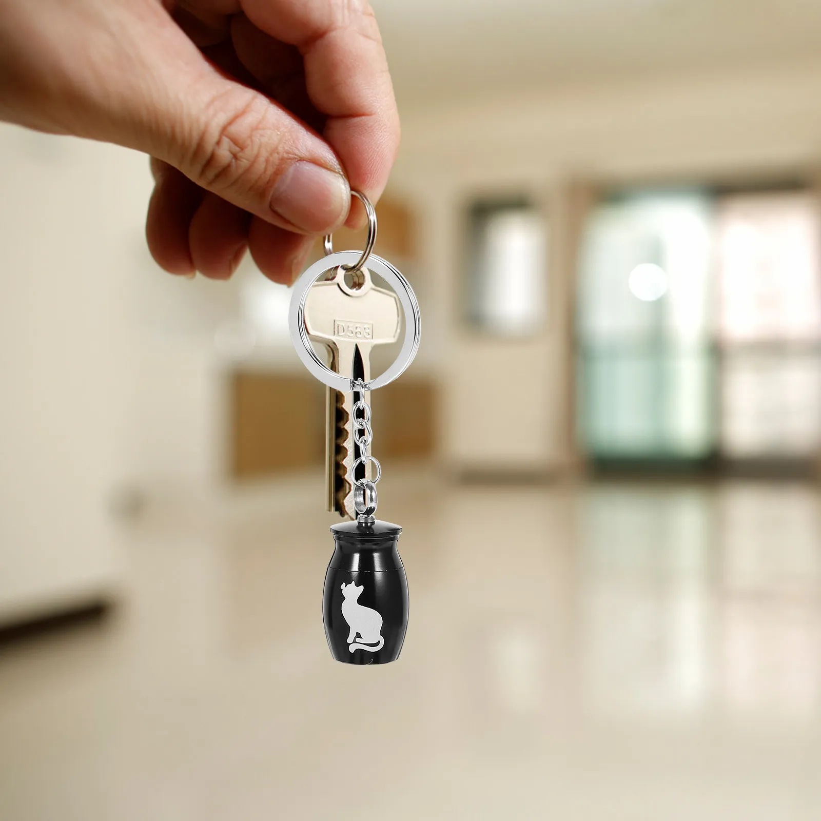 Pet Ashes Keychain Durable Stainless Steel Urn Pendant Smooth Surface Leakproof Memorial Keepsake Ash Container