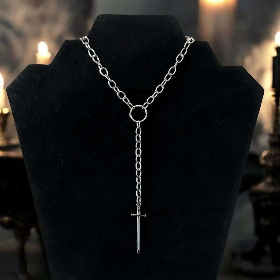 

Vintage Sword Necklace,Gothic Jewelry,Punk Accessories,Medieval,O-ring,Design Sense,Rock,Y2k,Hippie,Sword Choker For Women Man