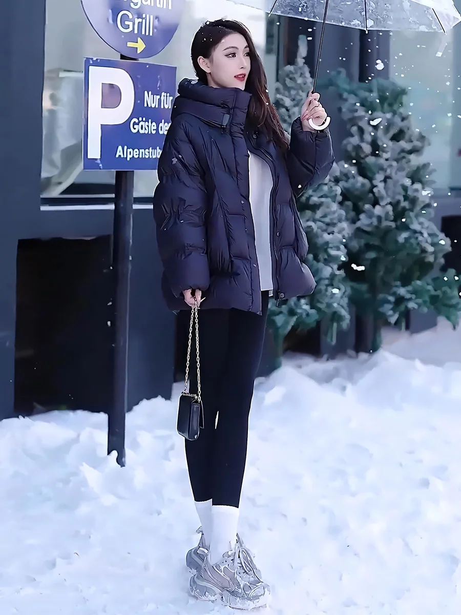 

Женская зимняя куртка-пуховик Thiened белого цвета с капюшоном, теплая, стандартной длины, без бренда