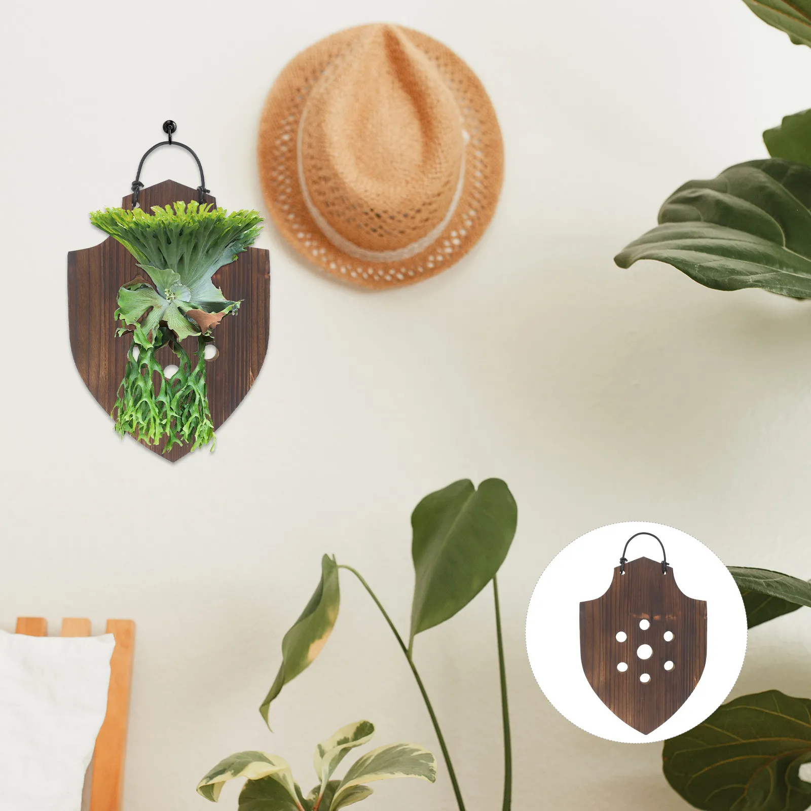 Solid Wood Staghorn Fern Mounting Board Indoor Hanging Planter Vertical Plant Holder Living Room Wall Mounted Planter Orchid