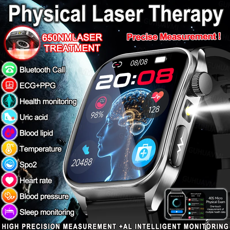 2025 New AI-GPT  Diagosis ECG Health Smart Watch Men Blood Pressure Lipid Uric Acid  Intelligent Q&A Health smart bracelet  Men