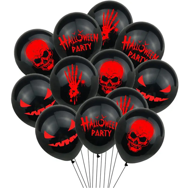 12 Stück Halloween-Luftballons, Geist, Festival, Party, Ballon, Spinne, Hexe, Fledermaus, Kürbis, Skelett, Horror, Halloween, Party, Dekoration, Kinderbevorzugung