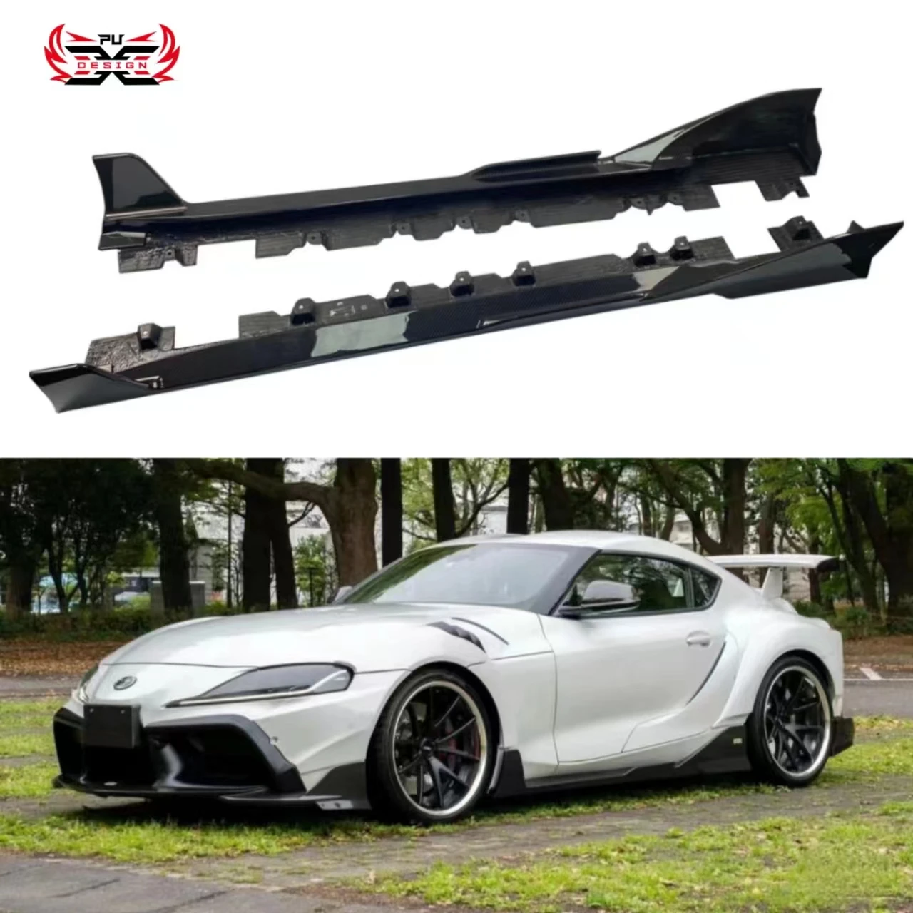 Dry Carbon Fiber Side Bumper For Toyota Supra A90 A91 Mk5 Side Skirt Toms Style Side Lower Diffuser Splitter Kits