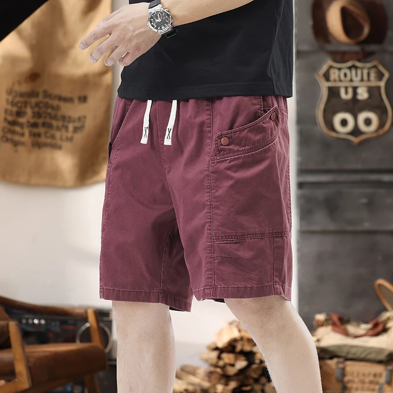 

Мужские летние свободные шорты из чистого хлопка, модные, повседневные, средней длины, 5-точечные, от бренда Cotton Workwear