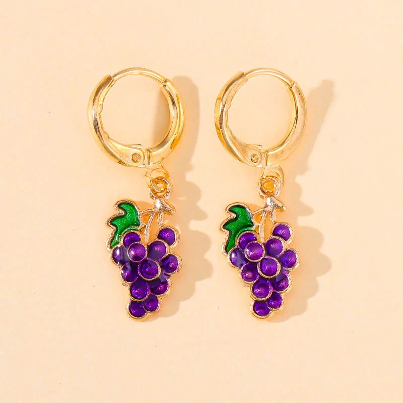15 Styles Trendy Enamel Sweet Fruit Dangle Women\'s Earrings Strawberry Cherry Grape Dangle Earrings Fashion Jewelry Party Gifts