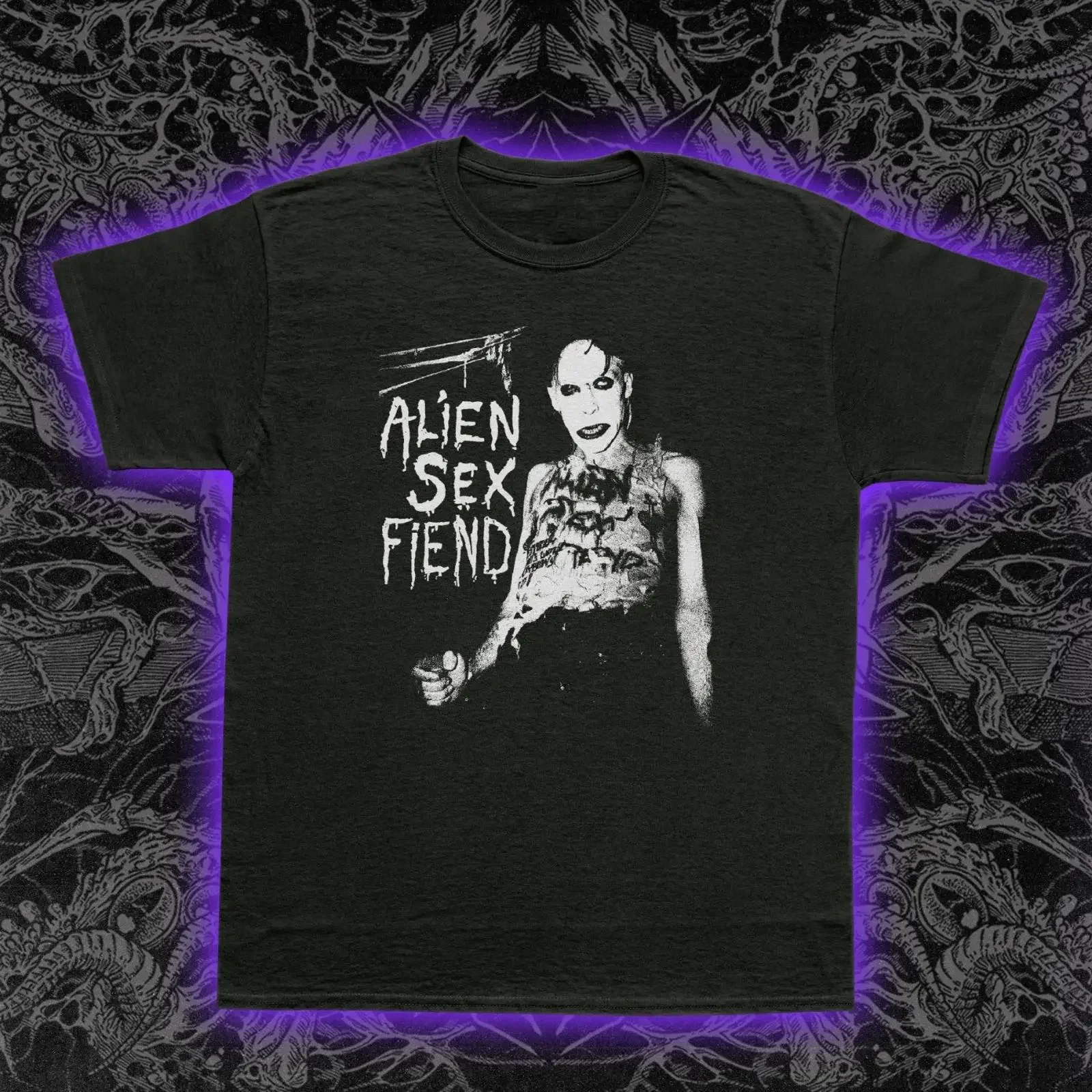 Alien Sex Fiend Nik T Shirt Gothic Band Retro vintage Washed Casual Breathable Unisex Top For Everyday Wear homme Stretched