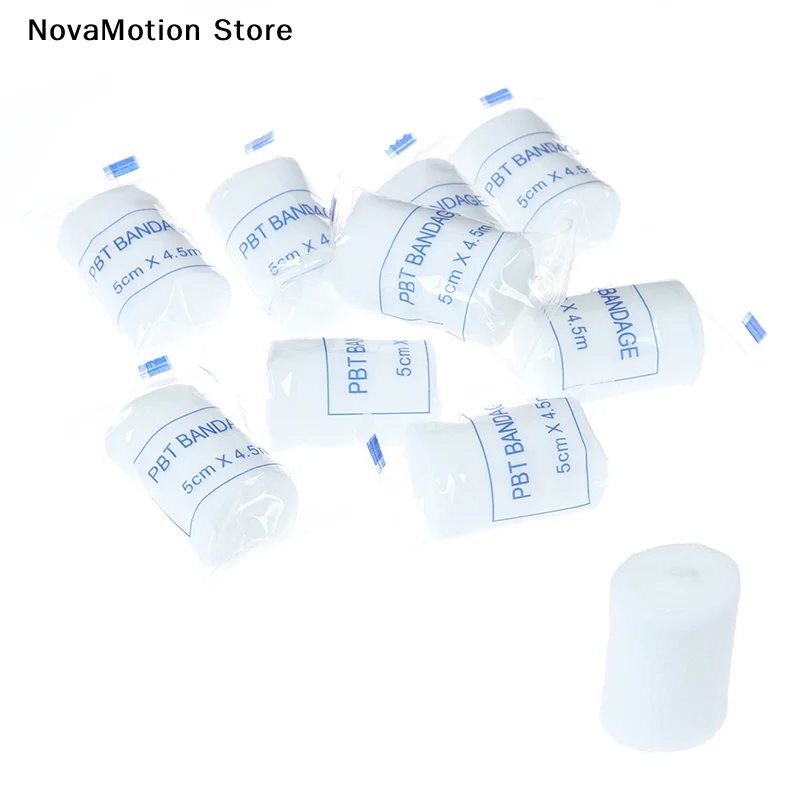 [NM]10 Rolls/lot PBT Bandages 5cmx4.5m Elastic Bandage First Aid Kit Gauze Roll Dressing[NM]
