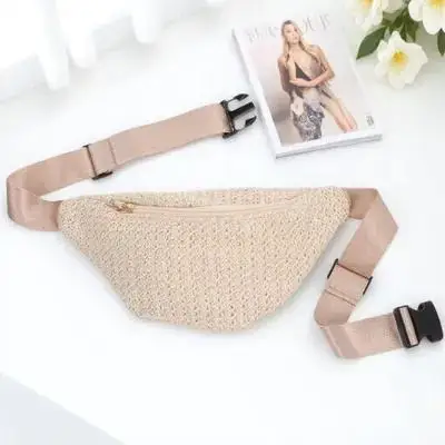 1Pcs Bag Summer Straw Crossbody Fanny Pack Boho Chest Storage Pouch Lightweight Waist Bag Fanny Pack