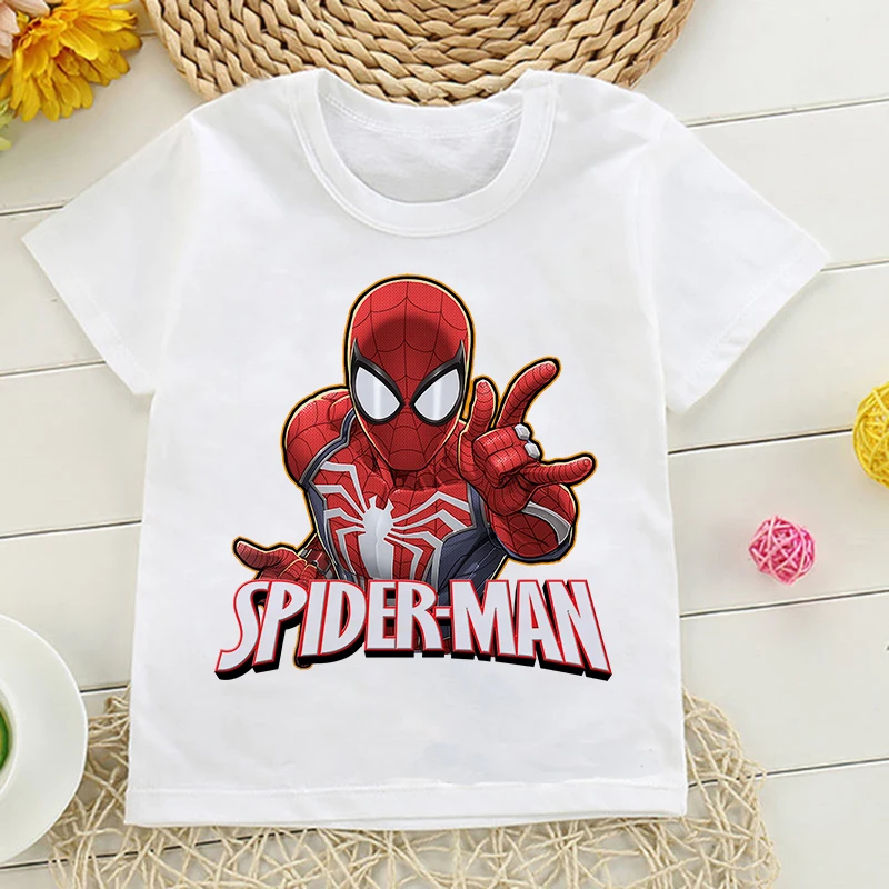 Cartoon Super Hero Spiderman T Shirt Children Kids T Shirt Boys Girls Baby Harajuku Fashion Graphic T-shirt Tshirt Tops