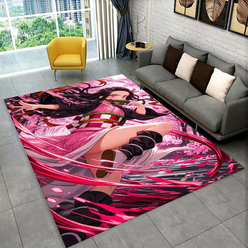Cartoon Demon Slayer Anime Kamado Nezuko Tanjirou Carpet Rug for Playroom Bedroom Living Room Sofa Home,kid Non-slip Floor Mat