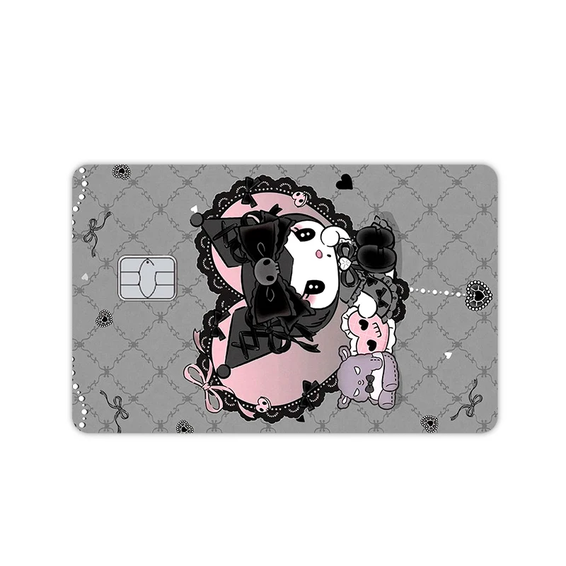 Dessin animé mignon Pochacco Kuromi Pom Pom Purin cannelle Anime imperméable peau Film autocollants crédit Bus Debt banque Visa carte couverture