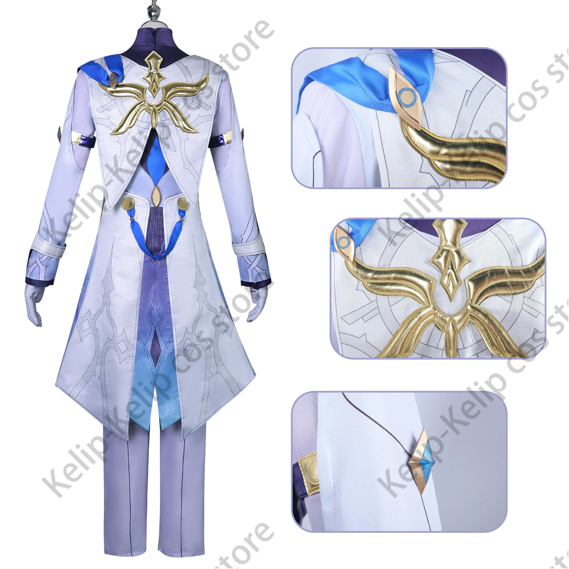 Sunday Cosplay Costume Wig Honkai Star Rail Uniform Wings Headwear Rings Earrings Robin Halloween Party Women Men Props iCoser