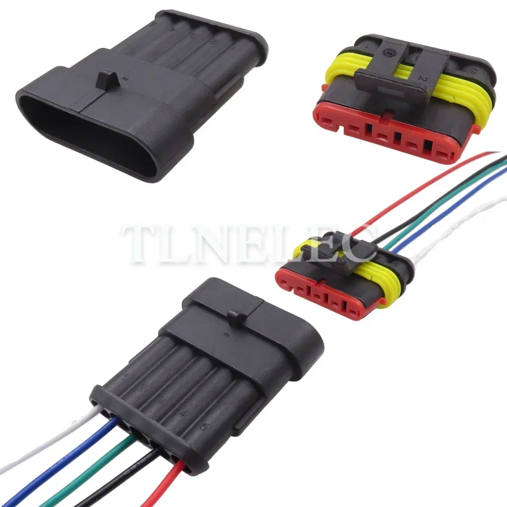 5 Pin Way Automotive Male Female Wiring Harness Connector With Wires Car Sealed Sockets 282089-1 282107-1