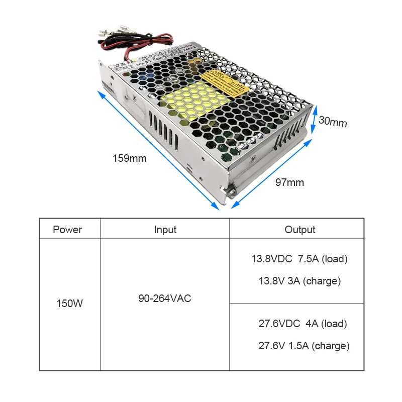 150W Universal AC UPS Charge Function Monitor Switching Power Supply Input 90-264VAC Single Output 12/24VDC 7.5A/4A PSC-150