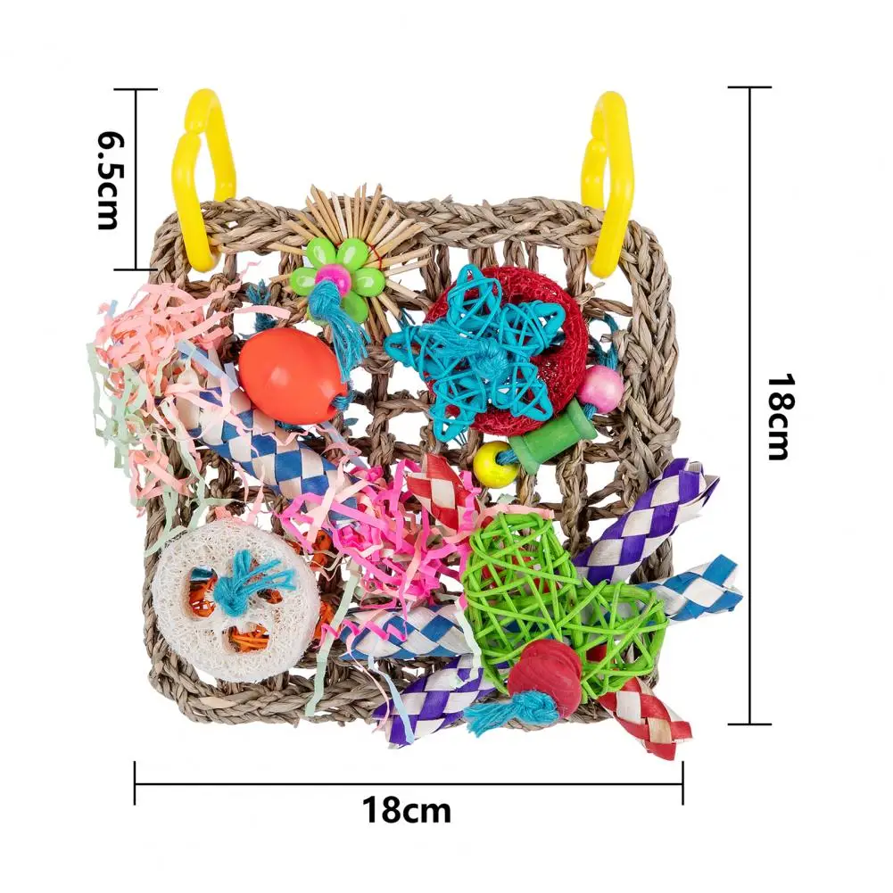 Bird Parrot Toy Natural Grass Tubes Bird Chewing Toy Parrot Cage Bite Molar Toy Parrot Cage Colorful Hanging Decoration - Image 6