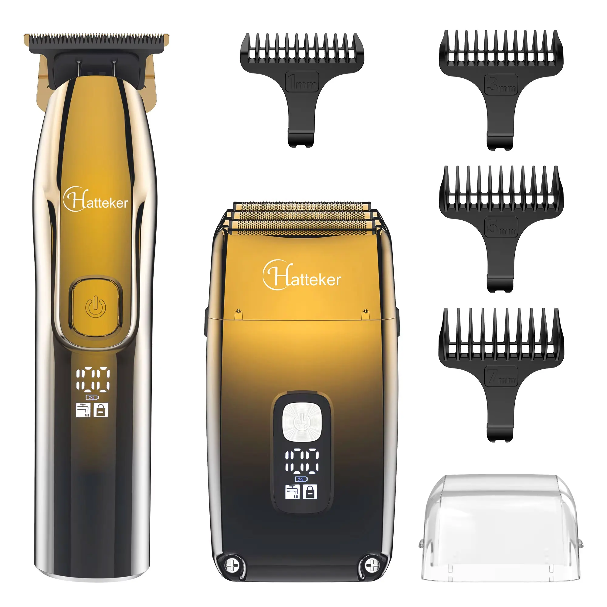 Hatteker Folienkopf-Rasierer, Dreifachklingen, Elektrorasierer für Männer, geschlossener Glatzkopf, Friseur-Trimmer, wasserdicht, nass und trocken, kabellos