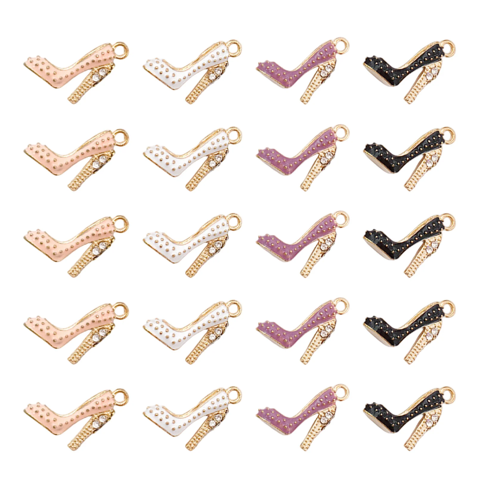 

20Pcs Rhinestone Alloy Shoe Charms High Heel Pendants for DIY Jewelry Making Bracelets Keychains Accessories Shoe Charm