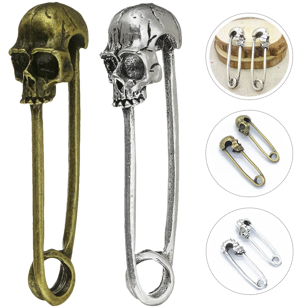 

20 Pcs Sewing Needle Clothes Pin Quilting Basting Alloy Punk Skull Safety Decorative