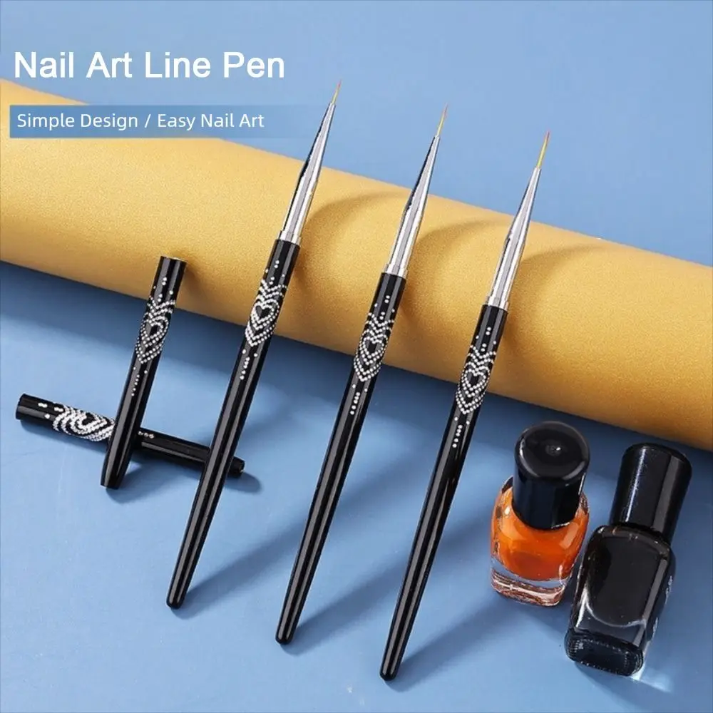 Metal Handle Nail Eyeliner Brushes Black Color 7mm/9mm/11mm Nail Art Liner Brush Thin Design UV Gel Painting Brush view 3
