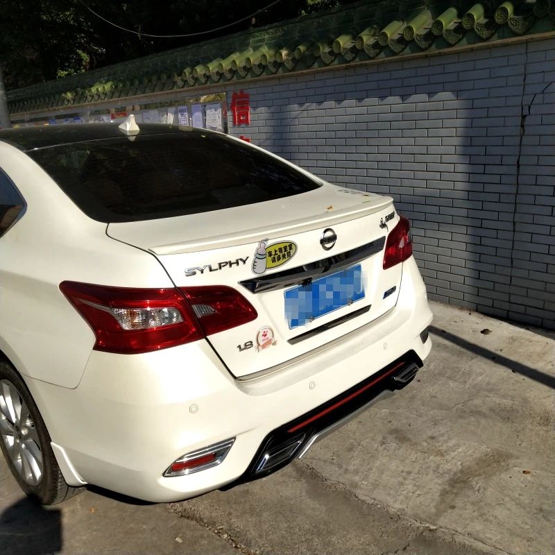 Use For Nissan Sentra 2013 to 2019 Year Spoiler Sport ABS Plastic Carbon Fiber Look Rear Trunk Wing Car Body Kit Accessories