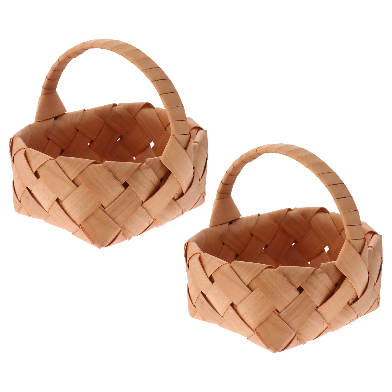 

2 Pcs Wedding Basket Picnic Flower Girl Woven Small Handheld Tote Baskets Manual