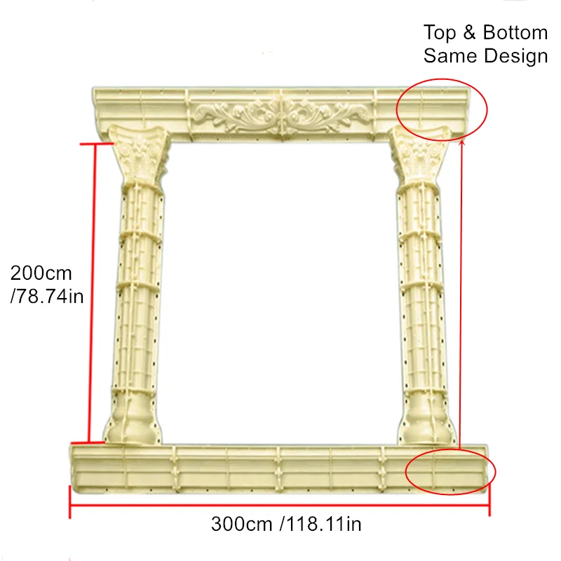 Imagem -06 - Plástico Abs Elenco no Lugar Rodada Coluna Janela Mold Frame Esculpido Onda Pontos Planície & Verifica Embossing Sills 16cm 6.3in Clm Dia