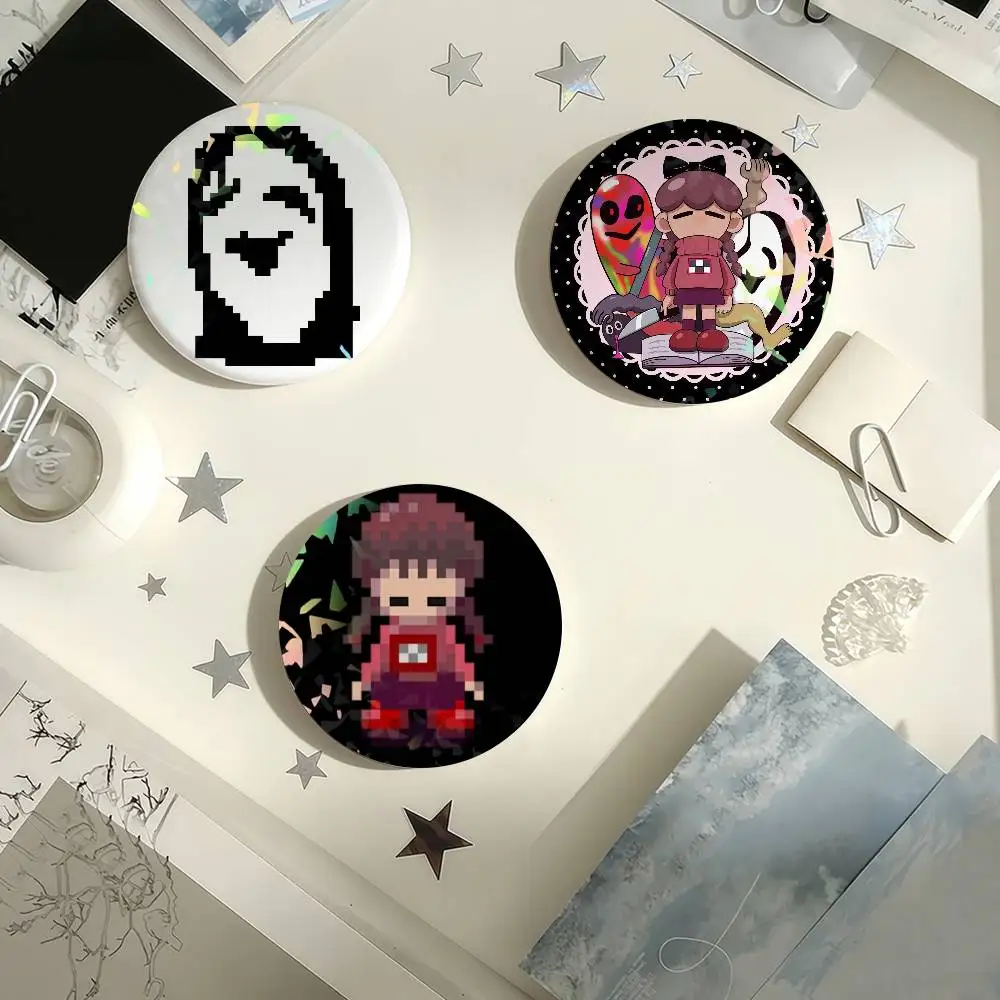 Game Yume Nikki Madotsuki Uboa face Laser Badge Creative Pins Brooch for Bag Clothes Hat Decor Gifts Fans Collect