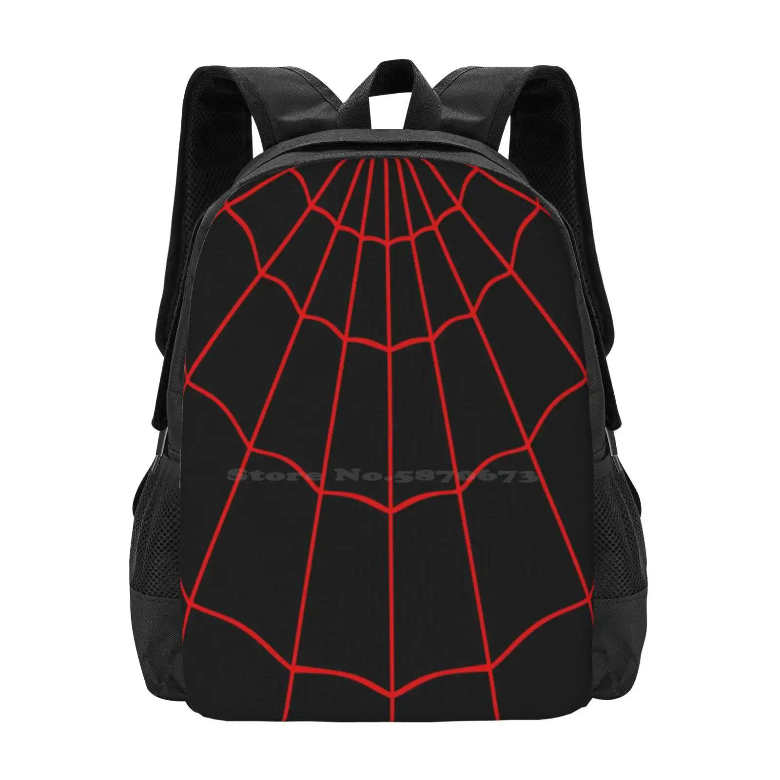 Spider Web - Red / Black Hot Sale Schoolbag Backpack Fashion Bags Spider Web Spiderweb Black White Miles Morales Peter Parker