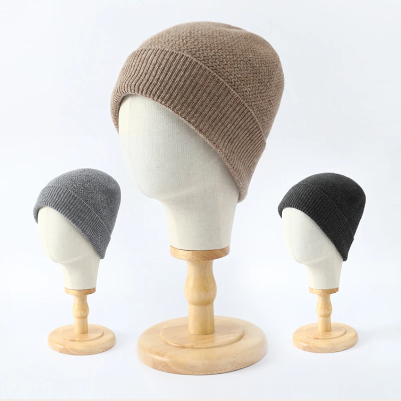 

Осенне-зимняя шапка из 100% чистой шерсти, унисекс, британская модная теплая шапка с защитой ушей, однотонная вязаная шапка