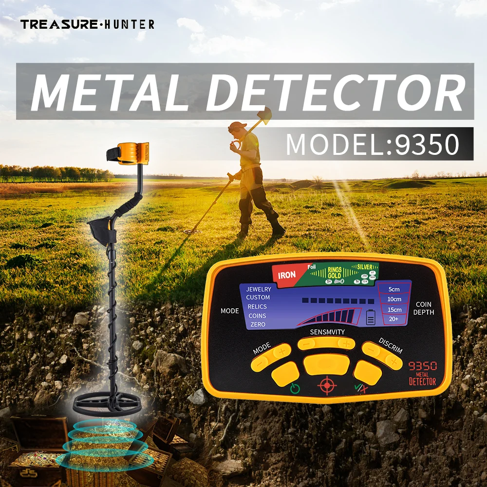 Treasure Hunter MD9350 Professional Underground Detector 11inch Coil Gold Metal Detector Waterproof  Pinpointer High Sensitive