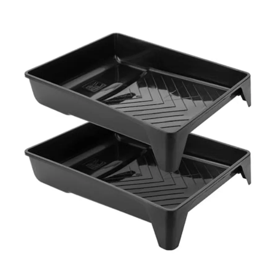 

Bates- 9 Inch Paint Tray, 2 Pack, Black Plastic Paint Roller Tray 9 Inch, Deep Capacity, Textured Ridge