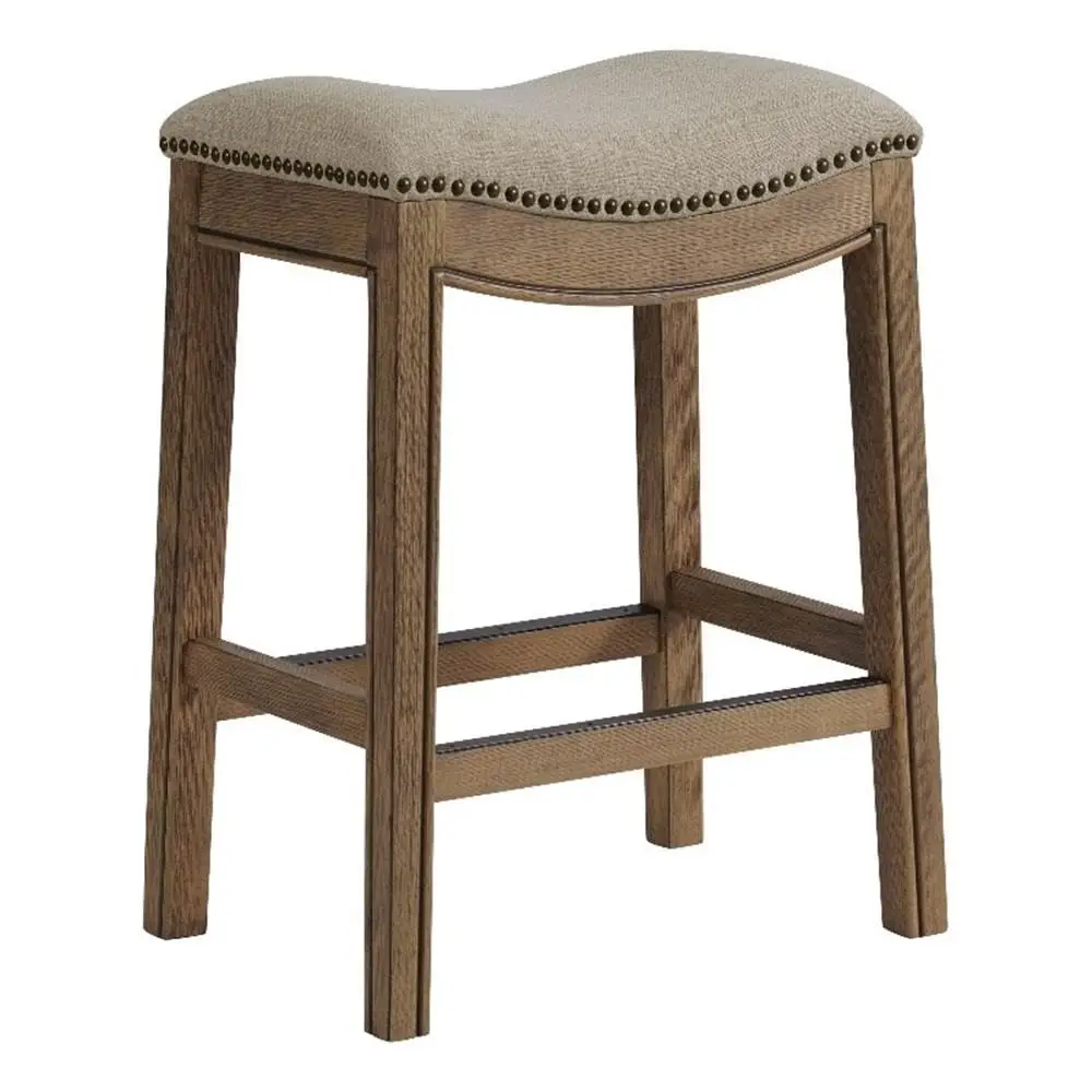 

Williston Counter Height Stool, Natural Finish, Rubberwood Frame, Linen-Like Fabric Upholstery, Metal Ki Plate, Sturdy