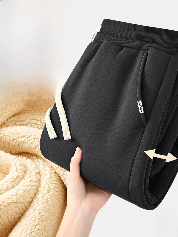 

Fce Lined Thiened Lamb Velvet Sweatpants Men's Casual Sports Cotton Pants Autumn Winter Loose Fit mid Waist